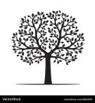 Black Tree with Leaves – Royalty-Free Vector | VectorStock