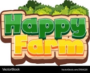 Happy Farm Sign Font - Green Bush – Royalty-Free Vector | VectorStock