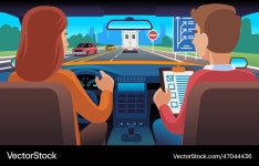 Driving Lesson - Instructor and Student – Royalty-Free Vector | VectorStock