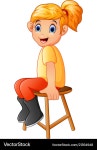 Cartoon girl sit on the wood chair – Royalty-Free Vector | VectorStock