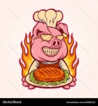 Scary hog chef meat bbq logo – Royalty-Free Vector | VectorStock