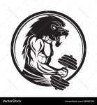Muscular Lion Gym Sign – Royalty-Free Vector | VectorStock