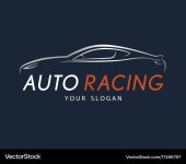 Racing Car Logo - Silver Silhouette – Royalty-Free Vector | VectorStock