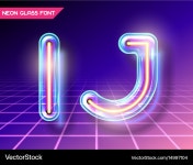 Retro Neon Glass Font - I & J – Royalty-Free Vector | VectorStock