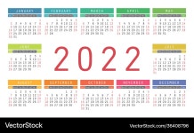 Colorful 2022 Calendar Royalty Free Vector Image Colorful 2022 Calendar vector image on VectorStock