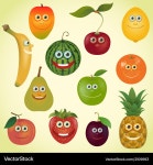 Cartoon Fruits Set - Happy and Colorful Royalty Free Vector Cartoon Fruits Set - Happy and Colorful vector image on VectorStock