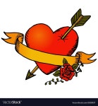 Romantic Heart with Ribbon Royalty Free Vector Image Romantic Heart with Ribbon vector image on VectorStock