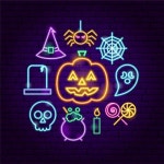 Happy halloween neon banner design Royalty Free Vector Image Happy halloween neon banner design vector image on VectorStock