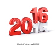 2016 happy new year. 3d new year red 2016 over 2015 isolated on white. | CanStock