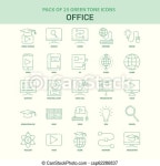 25 green office icon set. | CanStock