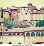 View to historic center city of assisi in italy, instagram effect. | CanStock