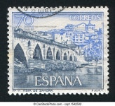 Spain - circa 1965: stamp printed by spain, shows bridge in zamora, circa 1965. | CanStock