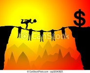 Concept of teamwork helping businessman get the money. | CanStock