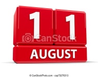 Cubes 11th august. Red cubes - the eleventh of august - on a white table, three-dimensional rendering, 3d illustration. | CanStock