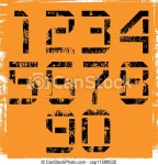 Grunge display numbers on orange. | CanStock