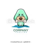 Dog logo animal with bone design vector. | CanStock