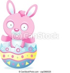 Easter bunny. A pink cartoon easter bunny in an egg. | CanStock