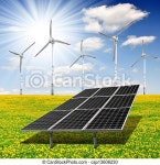 Energy concepts. Solar energy panels and wind turbine. | CanStock