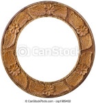 Engraved frame. Carved, round wooden frame isolated on a white background. | CanStock