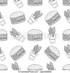 Fast food seamless pattern on white background. | CanStock
