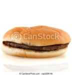 Hamburger with bread roll isolated over white. | CanStock