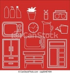 Vector set with trendy hipster icons and design element in retro style. | CanStock