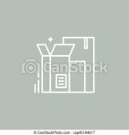 Line boxes logo. Line style logotype or icon with cardboard boxes, packaging. easy to use business template. isolated design... 