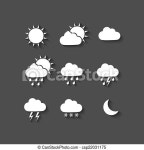 Long shadow style weather icons. Set of weather icons with long shadow. | CanStock