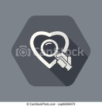 Love search. Flat and isolated vector illustration icon with minimal modern design and long shadow. | CanStock