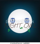 Night owl twig text set against a full moon. | CanStock