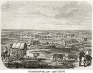 Pampas. Old illustration of a convoy in the pampas, southern america. created by duveau after schmidtmeyer, published on le... 
