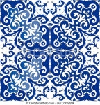 Pattern185 (2) Traditional ornate portuguese azulejo. vector seamless pattern template. stylish design. blue abstract | CanStock
