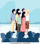 People with medical face mask, coronavirus prevention vector illustration design. | CanStock