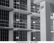 Prison. The view from the inside of a brick jail cell with iron bars. | CanStock