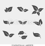 Set of black tree leaf flat icon. | CanStock
