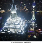 Shanghai. Birds eye view of shanghai pudong at night. | CanStock