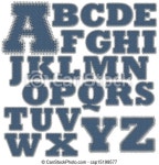 Text in stitches jean on white background. | CanStock