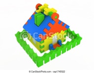 Toy house. Colored toy house isolated on white background. | CanStock