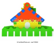 Toy house. Colored toy house isolated on white background. | CanStock