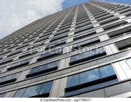 Up up and up. A building soars up and up, from the streets of seoul, korea. | CanStock