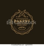 Vintage retro bakery, bake shop stamp badge logo design with line art style. | CanStock