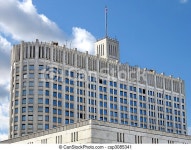 Moscow white house on a background of blue sky with clouds. | CanStock