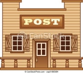 Wild west post office building. Post office from wild west for game level. | CanStock
