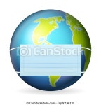 World globe with medical mask on a white background. vector illustration. | CanStock