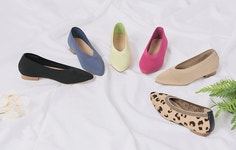 [마리아꾸르끼 1+1 ] 5가지 컬러의 심플한 실루엣의 니트 플렛슈즈 ~ by (주) 비에스알앤디