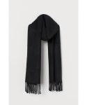 H&M（エイチ・アンド・エム）の「H&M - フリンジストール - ブラック（マフラー）」 - WEAR
