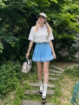 WizWid 블루 플리츠 스커트 kdn01psk0102