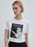 WizWid NICOLE MAISON CAT SILKET CROP TOP_WHITE