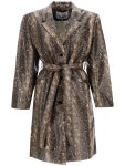 가니 Ganni snake-effect faux leather trench coat F8437