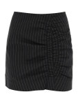 가니 Ganni pinstripe mini skirt with ruching F8504